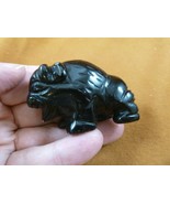 (Y-BUF-721) black Onyx BUFFALO ranch bison gemstone carving figurine gem... - $322.68 MXN