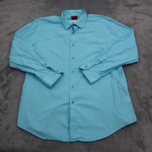 Alfani Shirt Mens L Blue Button Up Long Sleeve Stretch Slim Fit Collared Top - £17.97 GBP