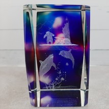 3D Laser Crystal Dolphins Engraved Keepsake Paperweight Glass Ocean Mamm... - $10.92
