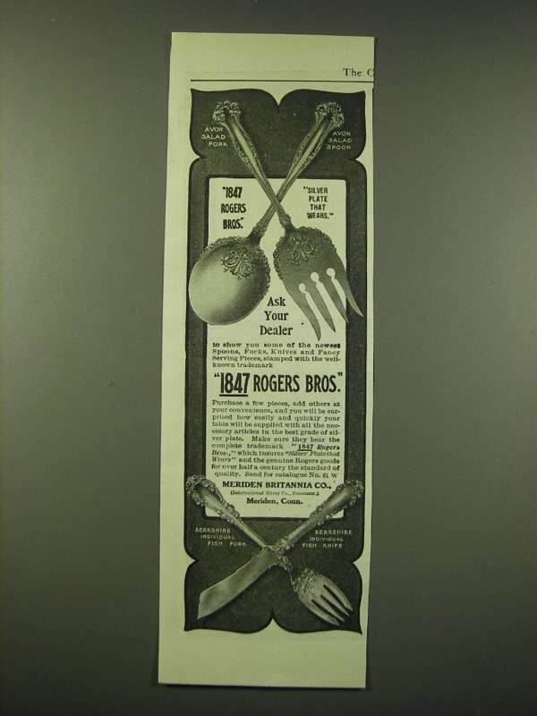 1902 1847 Rogers Bros. Silver Ad - Avon and Berkshire patterns - $18.49
