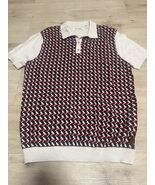 Ben Sherman Men’s Retro Geo Polo Size Large White Blue Red Punk Oi! Mod ... - $22.72
