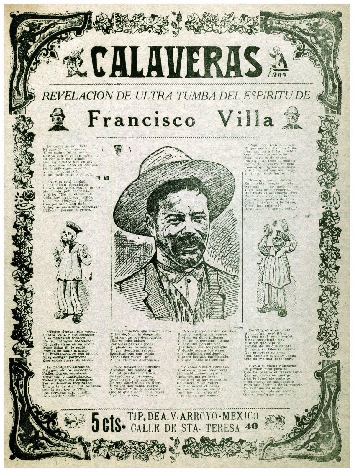 Decorative Poster.Interior wall art design.Pancho Villa Mexico Calaveras.4118