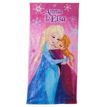 NWT Disney&#39;s Frozen Anna Elsa Falling Snowflakes Beach Pool Towel Large 28x58&quot; - £16.11 GBP