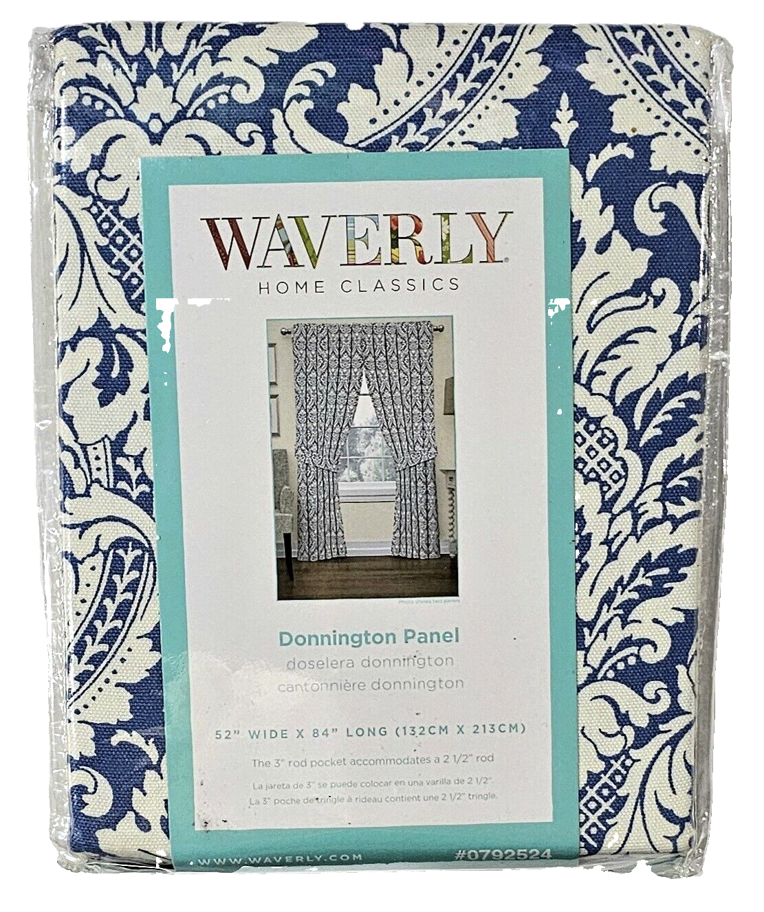 Waverly Home Classics Donnington Panel 52x84in Long Fits 2½ In Rod 0792524 Blue - $30.99