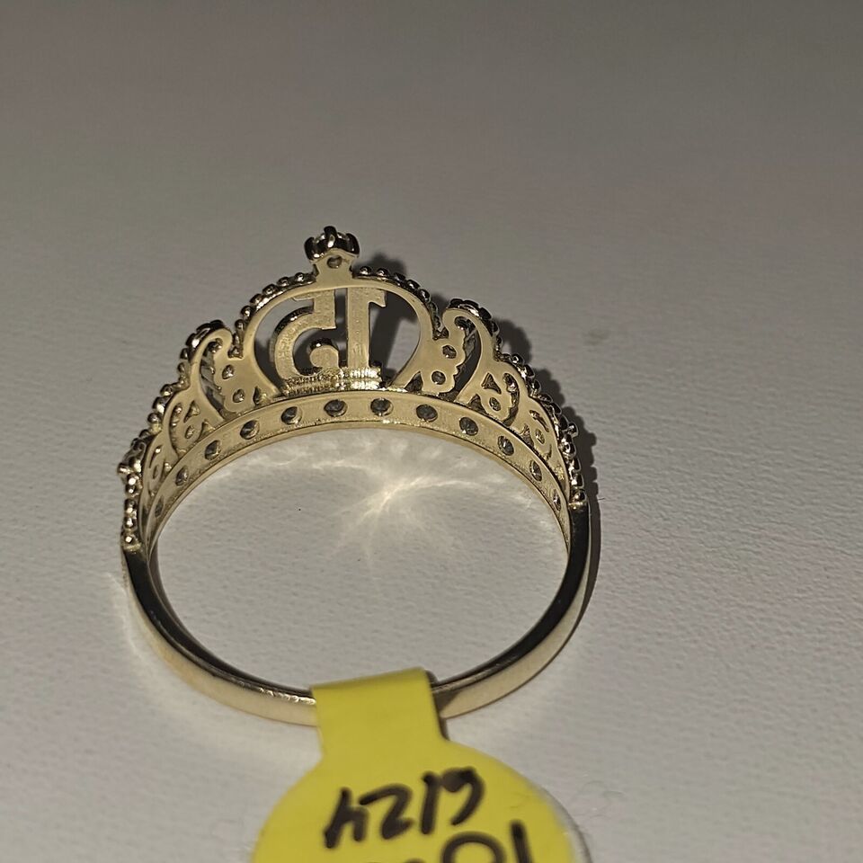10k Solid Gold Cubic Zirconia Crown Quinceanera Ring 15 Anos Ring Anillo De 15 Item image 5