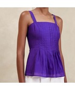 Banana Republic Sz 8 Pleated Purple Camisole Tank Top Lined Back Zip Tencel - $30.91
