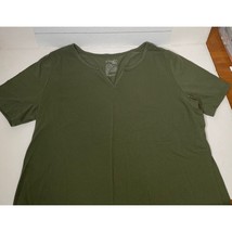 Terra &amp; Sky Olive Green Short Sleeve T-Shirt Plus Size Womens 1X 16W-18W - $24.99