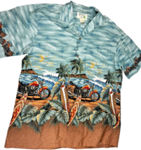 KY&#39;s short sleeve men&#39;s large 100% Cotton Hawaiian Shirt Motorcycles Sur... - $24.80