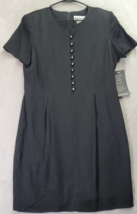 S.L. Fashions Dress Womens Petite 12 Black Short Sleeve Round Neck Back Zipper - £28.74 GBP
