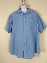 Croft &amp; Barrow Easy Care Blue Plaid Textured Button Up Shirt Short Sleev... - £10.48 GBP