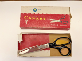 Vintage Red Canary Box WISS Pinking Shears Box Scissors 7 Inch Pre-Owned - £13.79 GBP