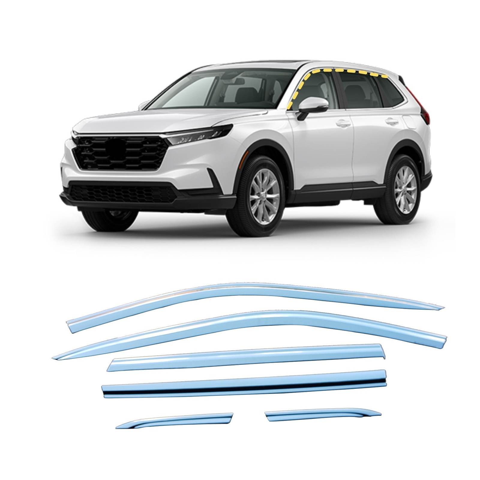 Rain Guards for Honda CR-V 2023 (6PCs) Chrome Finish Tape-On Style - $144.15