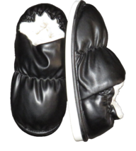 Black Faux Leather Plush Lined Slippers Women&#39;s Size 9 - $12.50