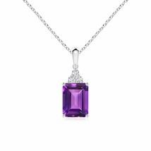 ANGARA 8x6mm Natural Amethyst Pendant Necklace with Diamond in Silver for Women - £167.45 GBP+