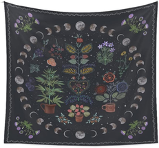 LINICE Plant Tapestry, Nature Moon Phase Tapestry Wall Hanging, Bohemian Mandala - £21.50 GBP