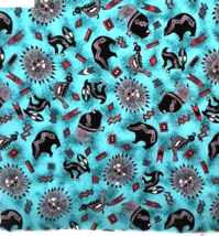New Jo-Ann 13 x 15 inches Teal  Fabric Southwest Crafts Quilt Sewing - £4.64 GBP