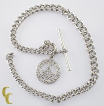 Sterling Silver William Aitken Masonic Pendant w/ 12&quot; Graduated Curb Chain - £280.57 GBP