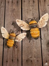 Set of 2, Rustic Metal Bees, Fence/Wall Hanging - Home Decor - Yard Art - £22.27 GBP