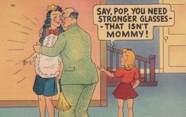 Man About To Kiss Maid Reminded by Daughter That Isn&#39;t Mommy Comic Postcard E12 - $5.99