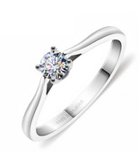 GIGAJEWE Moissanite Round Cut D/Blue/Pink 4.0mm 0.3ct S925 Silver Ring - $30.00+