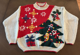 Vtg CopperKey Knit Ugly Christmas Oversized Sweater Tree Ornaments Size ... - $42.61