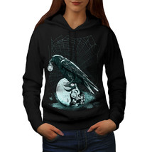 Wellcoda Raven Skeleton Rock Womens Hoodie, Horror Casual Hooded Sweatshirt - £29.24 GBP