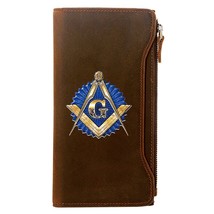 Free and Accepted Masons Printing Leather Wallet Men Long Purse With Phone Bag Z - £87.27 GBP