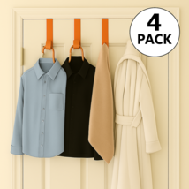 4 Pack Plastic Over The Door Hangers Bath Bedroom Closet Orange - $6.92
