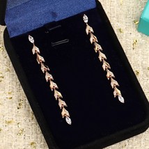 Newest Fashion Women Luxury Brand Crystal Long LeavesTassel Earrings Rose Gold D - £44.89 GBP