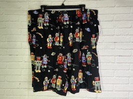 NEW Nick Nora Sleepwear Lounge Shorts Tin Robots UFO Outer Space Robot Mens XL - £114.74 GBP