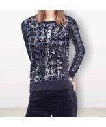 Ann Taylor Women&#39;s Sequin Houndstooth Wool Navy Blue Sweater size XS - £37.08 GBP