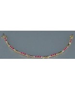 10K RUBY DIAMOND TENNIS BRACELET 7.25&quot; 21 RUBIES Yellow Gold Vintage - £395.67 GBP