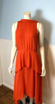 Cue Red-Orange Sleeveless High Neck High Low Dress Size 10, NWT - £50.11 GBP