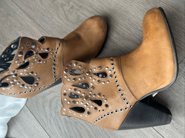 J. Renee brown booties size 37 studded country girl western unique leath... - $44.55