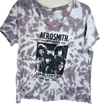 Aerosmith Done with Mirrors Tour T-Shirt Women&#39;s Small Gray Tie Dye Knit Riot - £13.82 GBP