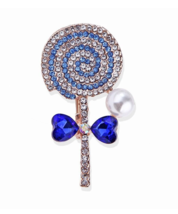 Lollipop Brooch Vintage Look Rose Gold Plated Celebrity Broach Queen Pin U10 Blu - £14.22 GBP