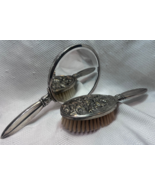 Hans Jensen Denmark Silver Plate Hair Brush &amp; Hand Mirror Vanity Dressin... - £31.69 GBP