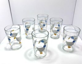 Set of 6 Vintage Morning Star Geese Blue White 5”Iced Tea Tumblers Count... - $29.69