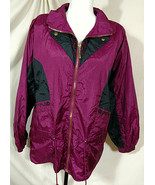 Vintage LAVON Medium Nylon Windbreaker Jacket Magenta 80s 90s Retro Purp... - $38.21