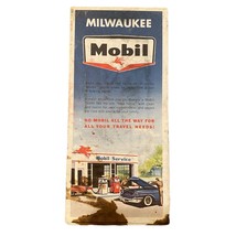 Vintage Road Map Milwaukee Mobil Wisconsin - £9.43 GBP