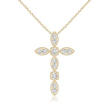 ANGARA Lab-Grown 0.16Ct Diamond Cross Pendant Necklace in 14K Solid Gold - £433.04 GBP