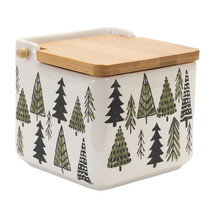 Ceramic Pine Tree Canister with Wood Lid 5.25&quot;L - $49.60