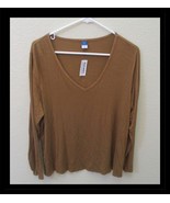 Old Navy Women&#39;s Bourbon Brown V Neck Tee Top Oversized Size M NEW - €12,56 EUR