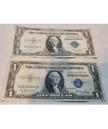 1935 Series E One Dollar Silver Certificates Notes Blue Seal 2 each 279Y - $26.05 CAD
