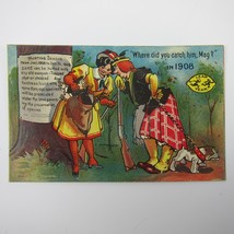 Leap Year Women Hunt Men Marriage Riffle Dog Comic Humor Unposted Antique 1908 - £7.83 GBP