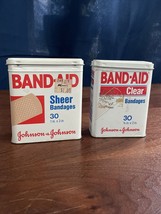 Lot Of 2 Vintage BAND-AID Tins, Metal Container, Johnson &amp; Johnson, 1985, 1983 - £9.74 GBP