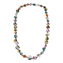 Boho Chic Inspired Colorful Rainbow of Seashells on Cotton Rope Long Necklace - £15.53 GBP