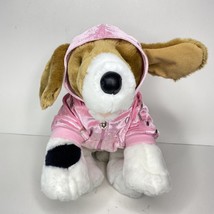 Promise Pets Build A Bear Plush Dog Tan White with Pink Bling Zip Hoodie 15&quot; - £15.14 GBP