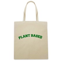 Plant Based Reusable Cotton Canvas Shopper Grocery Vegan Laptop School Work Tote - £7.81 GBP