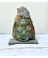 Brazilian Raw Emerald Carving Native Face Hematite Base - €132,76 EUR